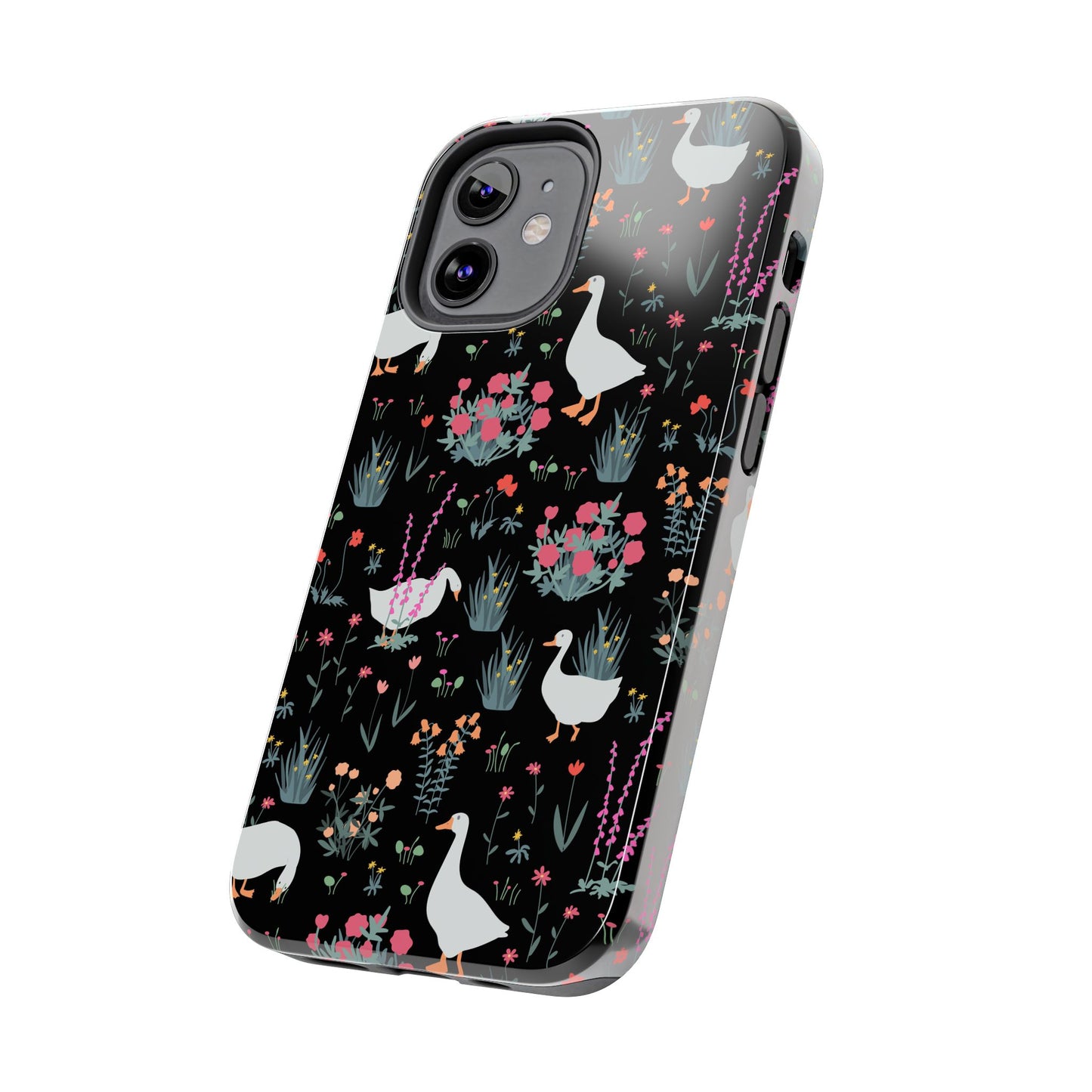Whimsical Floral Duck Tough Phone Case - Stylish Protection for Your Device