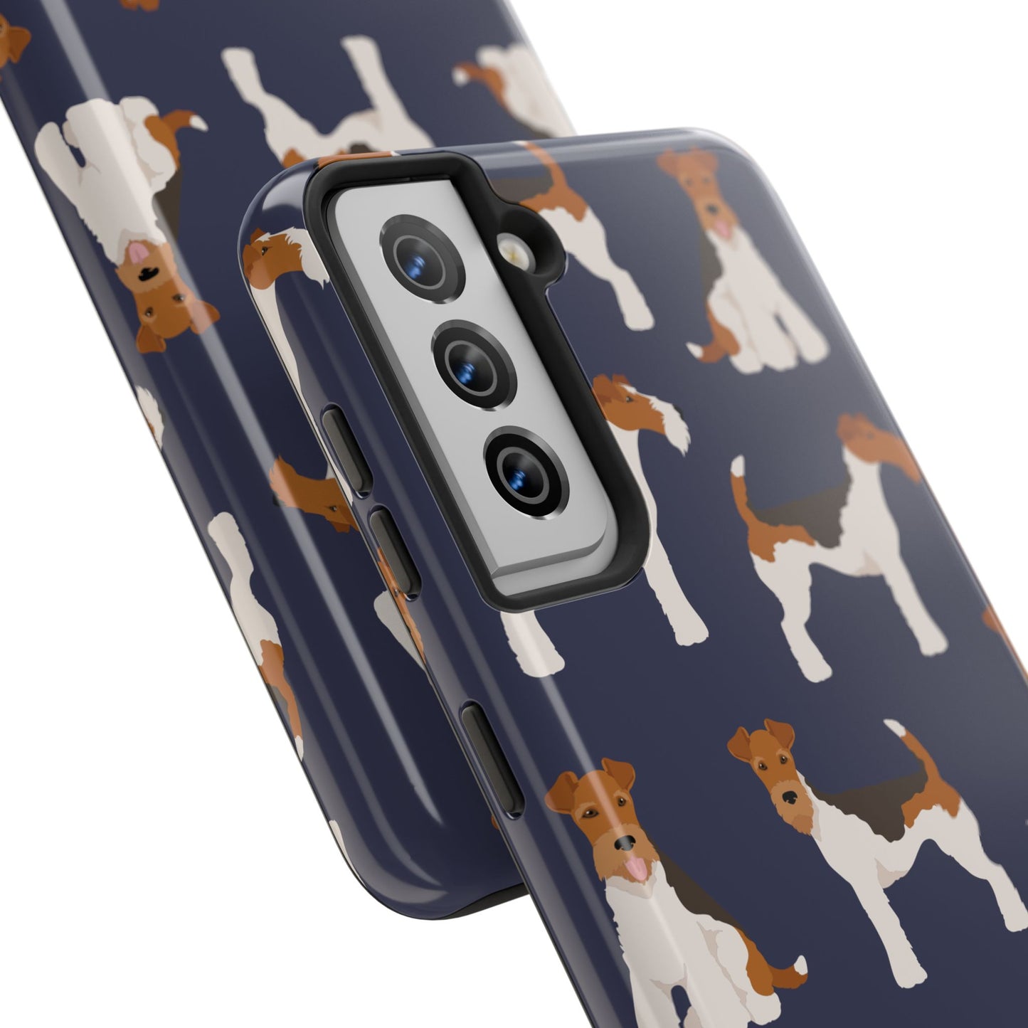 Tough Phone Cases with Adorable Fox Terrier in navy Design - Durable Pet Lover Accessory