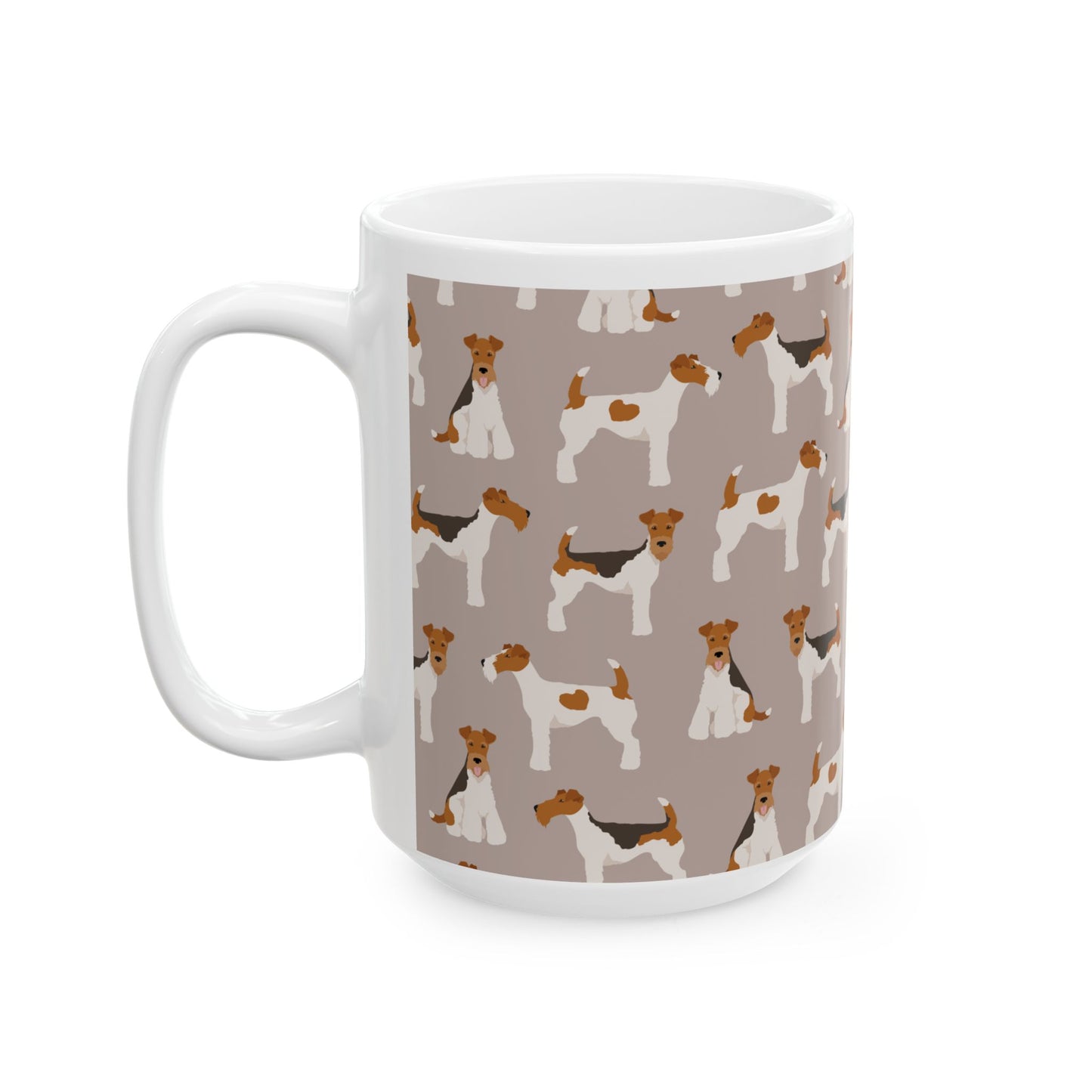 Whimsical Wire Fox Terrier Ceramic Mug – Dog Lover’s Coffee Cup, 11oz & 15oz