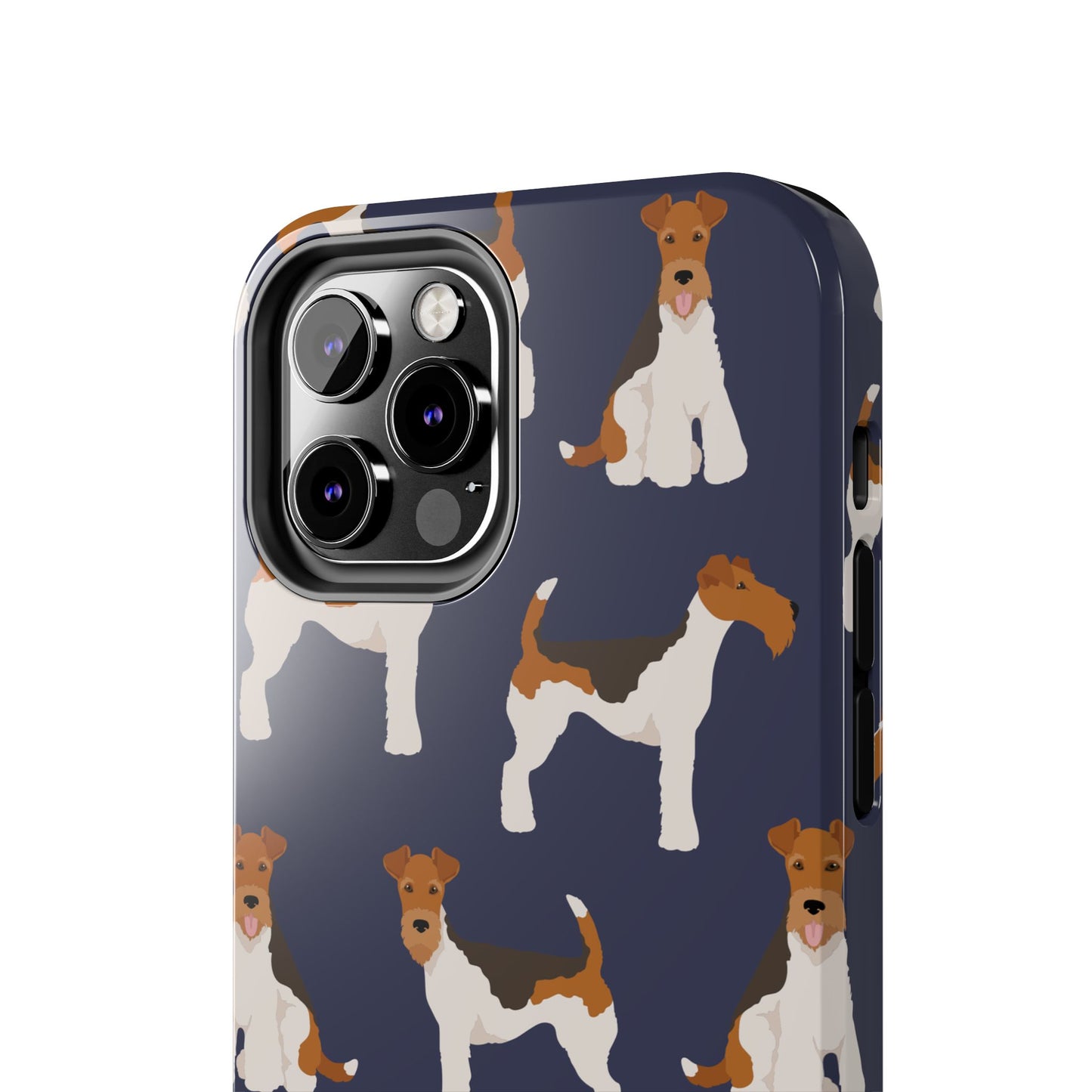 Tough Phone Cases with Adorable Fox Terrier in navy Design - Durable Pet Lover Accessory