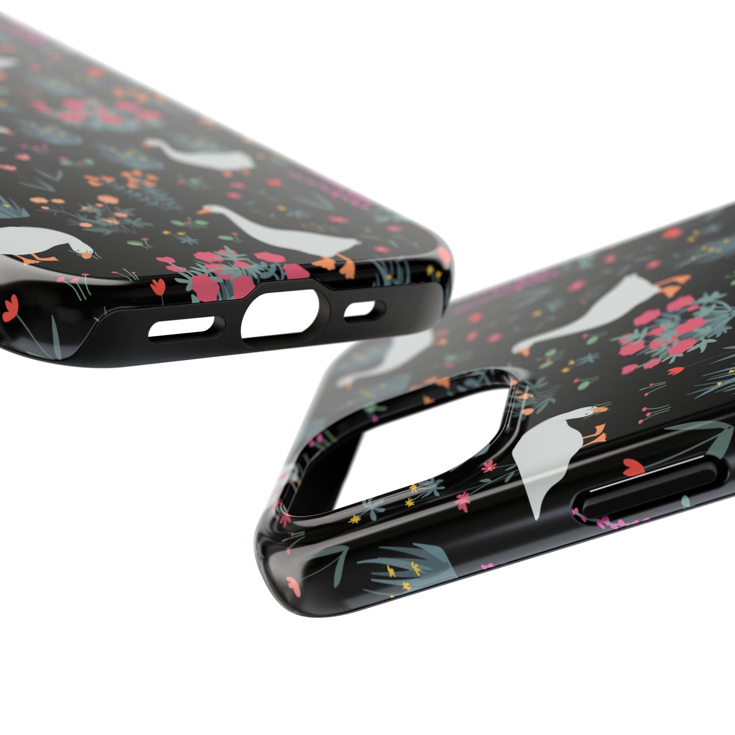 Whimsical Floral Duck Tough Phone Case - Stylish Protection for Your Device