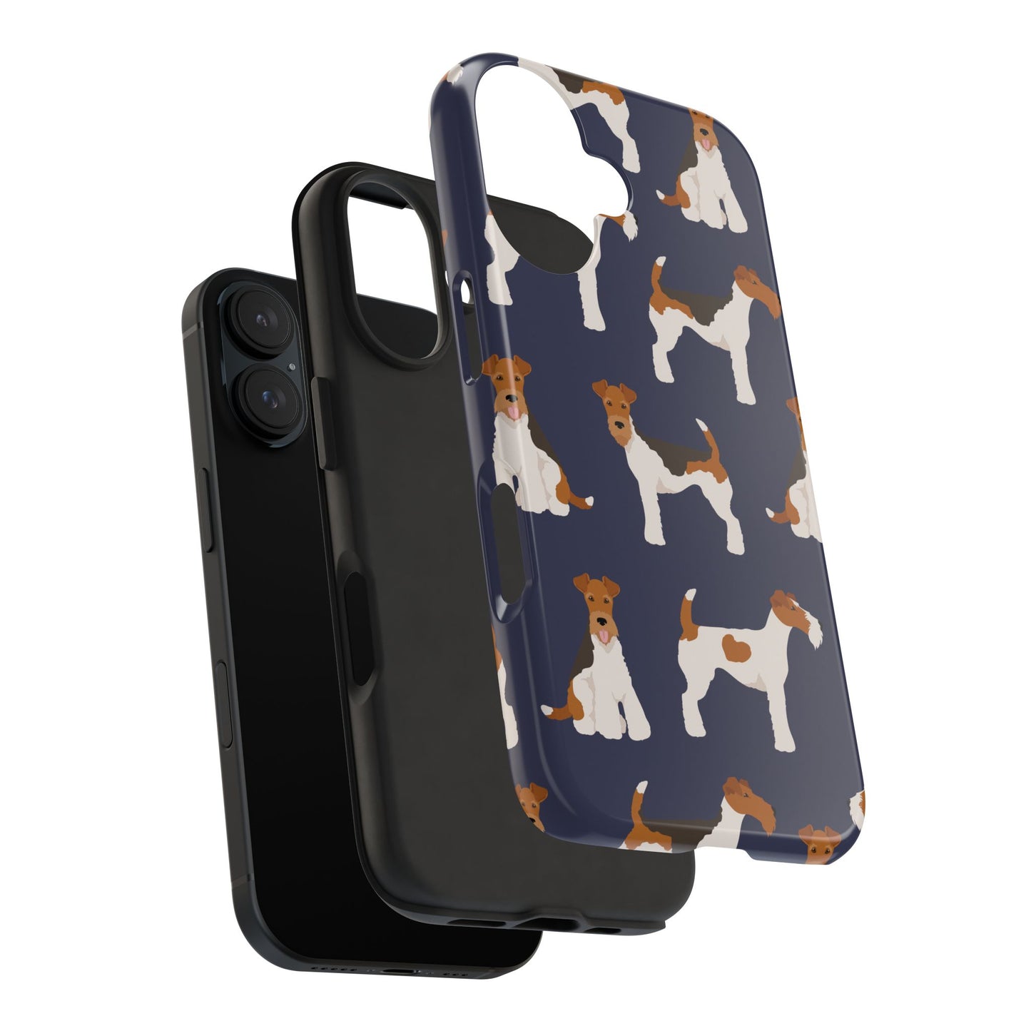 Tough Phone Cases with Adorable Fox Terrier in navy Design - Durable Pet Lover Accessory