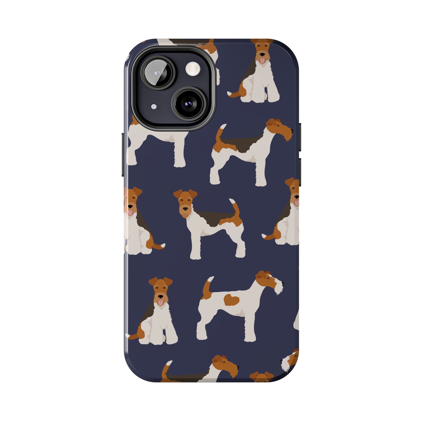 Tough Phone Cases with Adorable Fox Terrier in navy Design - Durable Pet Lover Accessory
