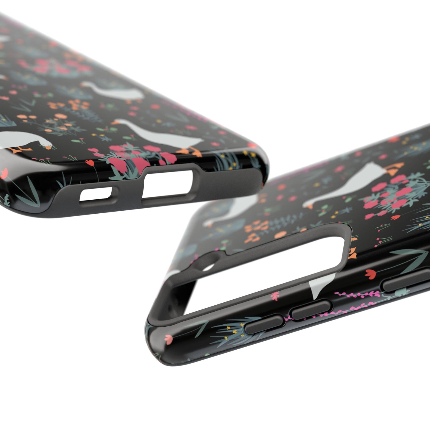 Whimsical Floral Duck Tough Phone Case - Stylish Protection for Your Device