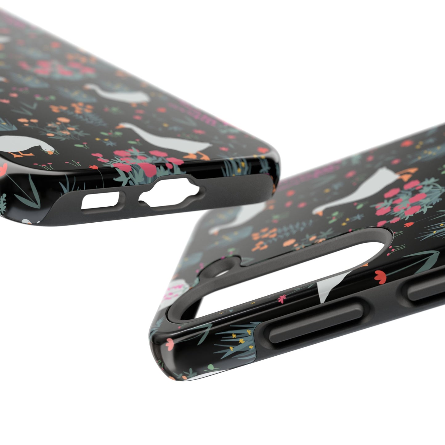 Whimsical Floral Duck Tough Phone Case - Stylish Protection for Your Device