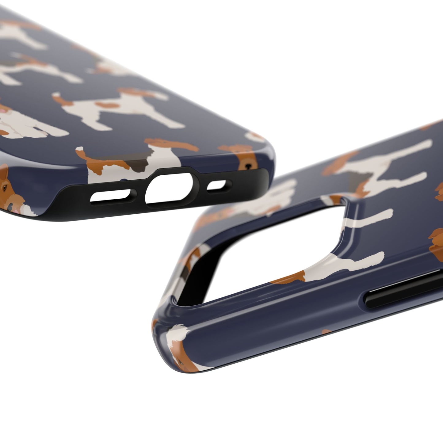 Tough Phone Cases with Adorable Fox Terrier in navy Design - Durable Pet Lover Accessory