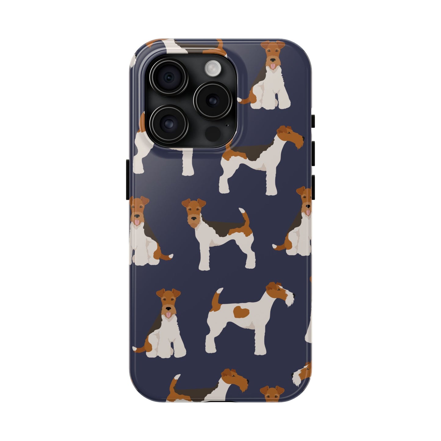 Tough Phone Cases with Adorable Fox Terrier in navy Design - Durable Pet Lover Accessory