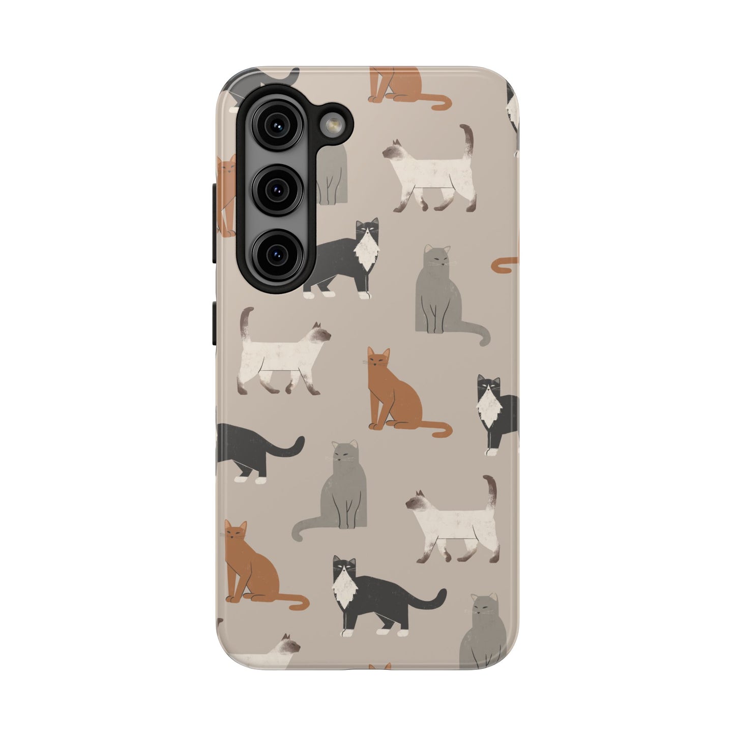 Cubist Cat Pattern Tough Phone Cases for Pet Lovers - Durable Protection and Cute Design