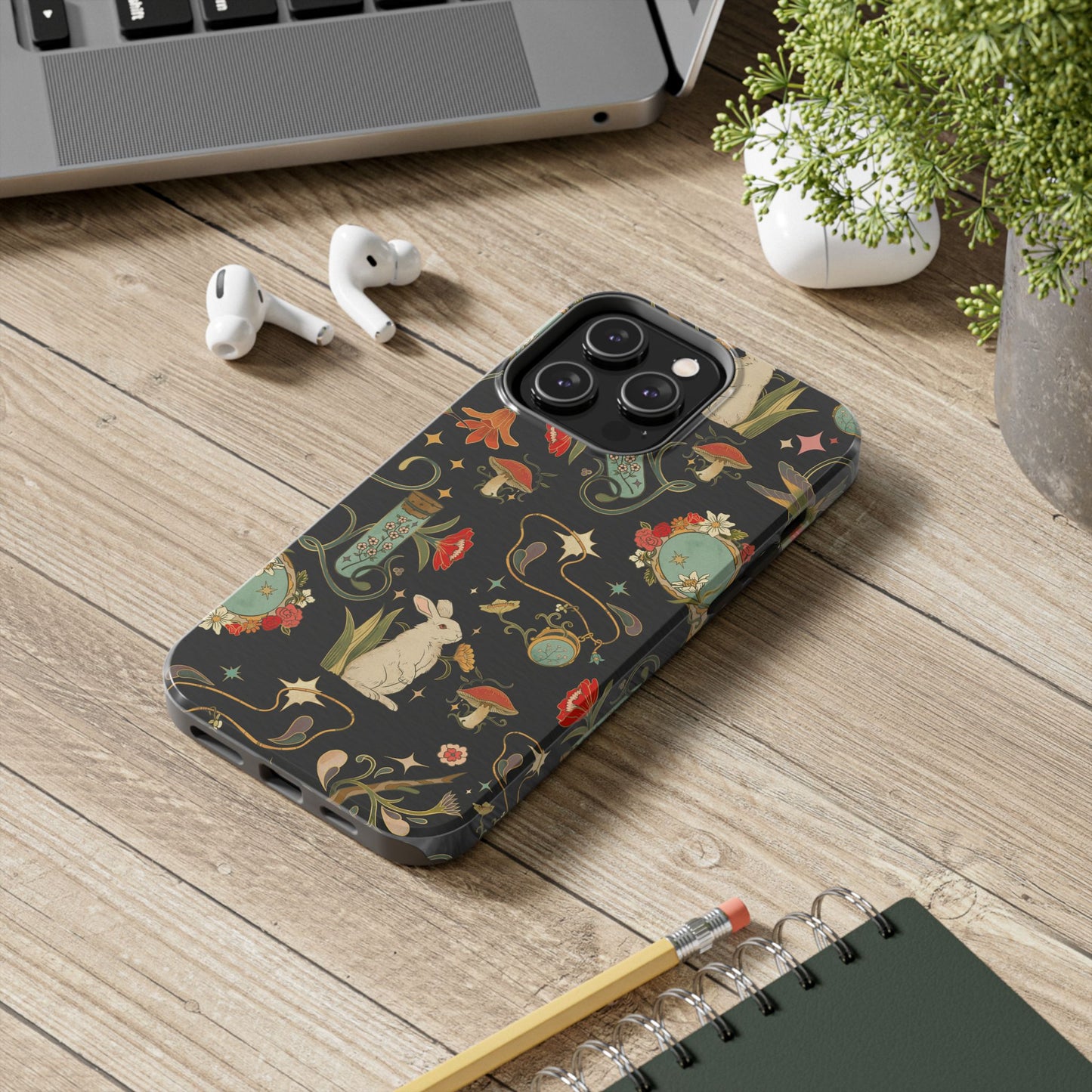 Whimsical Floral Rabbit Phone Case | Tough Protective Cover for Nature Lovers
