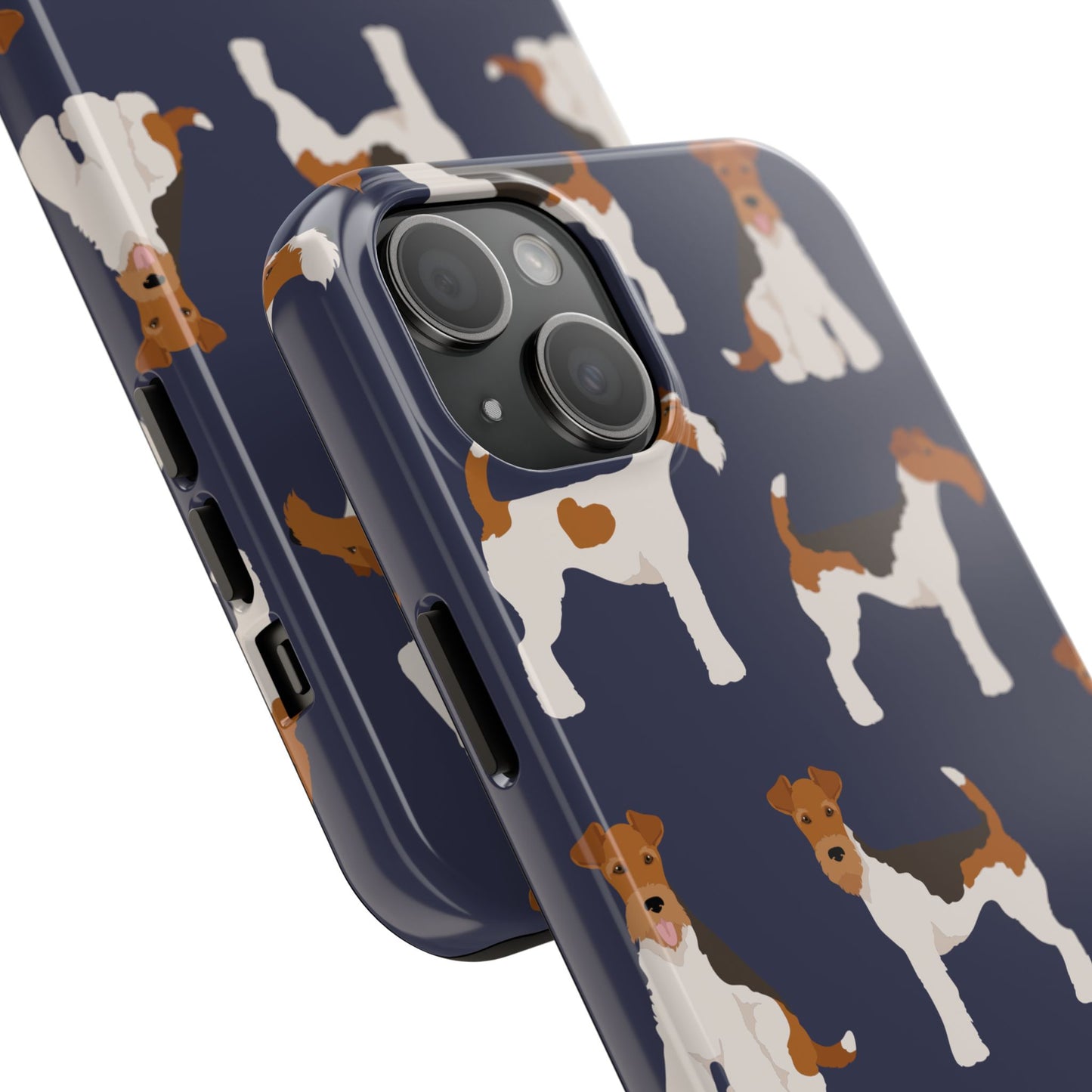 Tough Phone Cases with Adorable Fox Terrier in navy Design - Durable Pet Lover Accessory