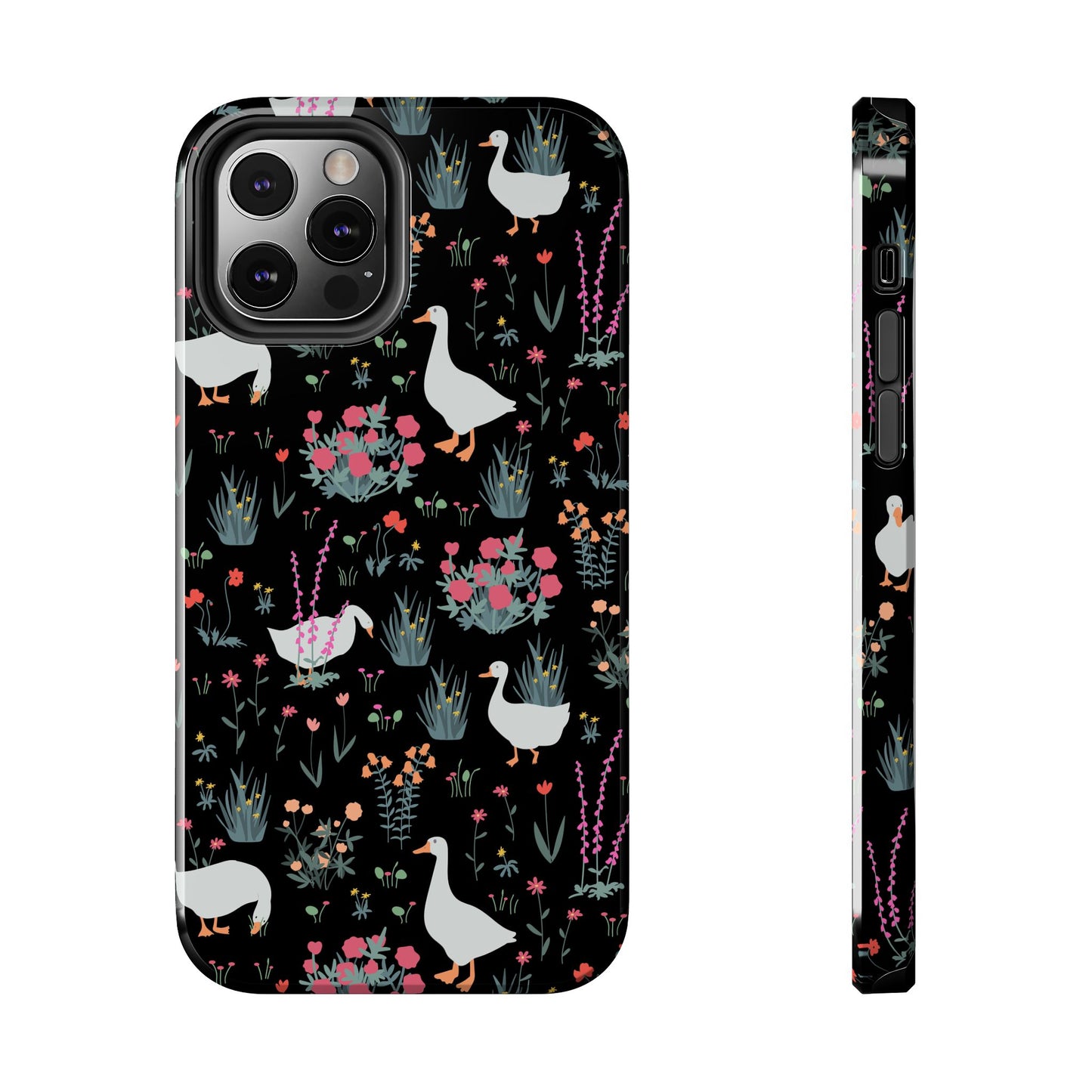 Whimsical Floral Duck Tough Phone Case - Stylish Protection for Your Device
