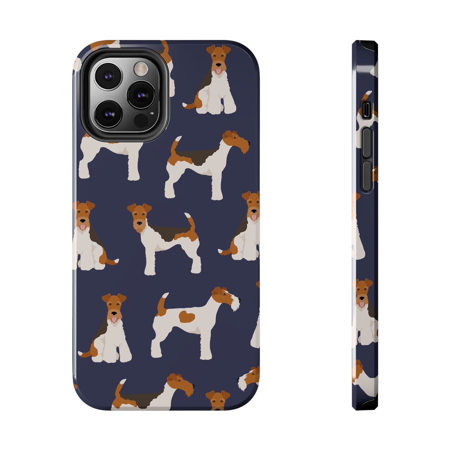 Tough Phone Cases with Adorable Fox Terrier in navy Design - Durable Pet Lover Accessory