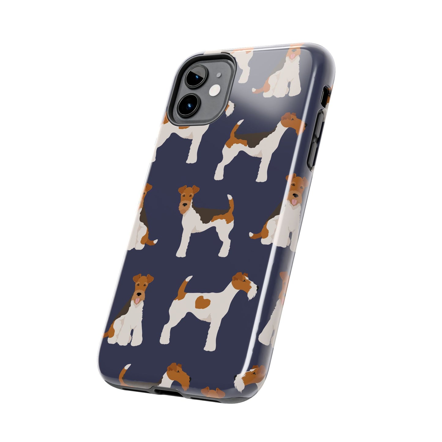 Tough Phone Cases with Adorable Fox Terrier in navy Design - Durable Pet Lover Accessory