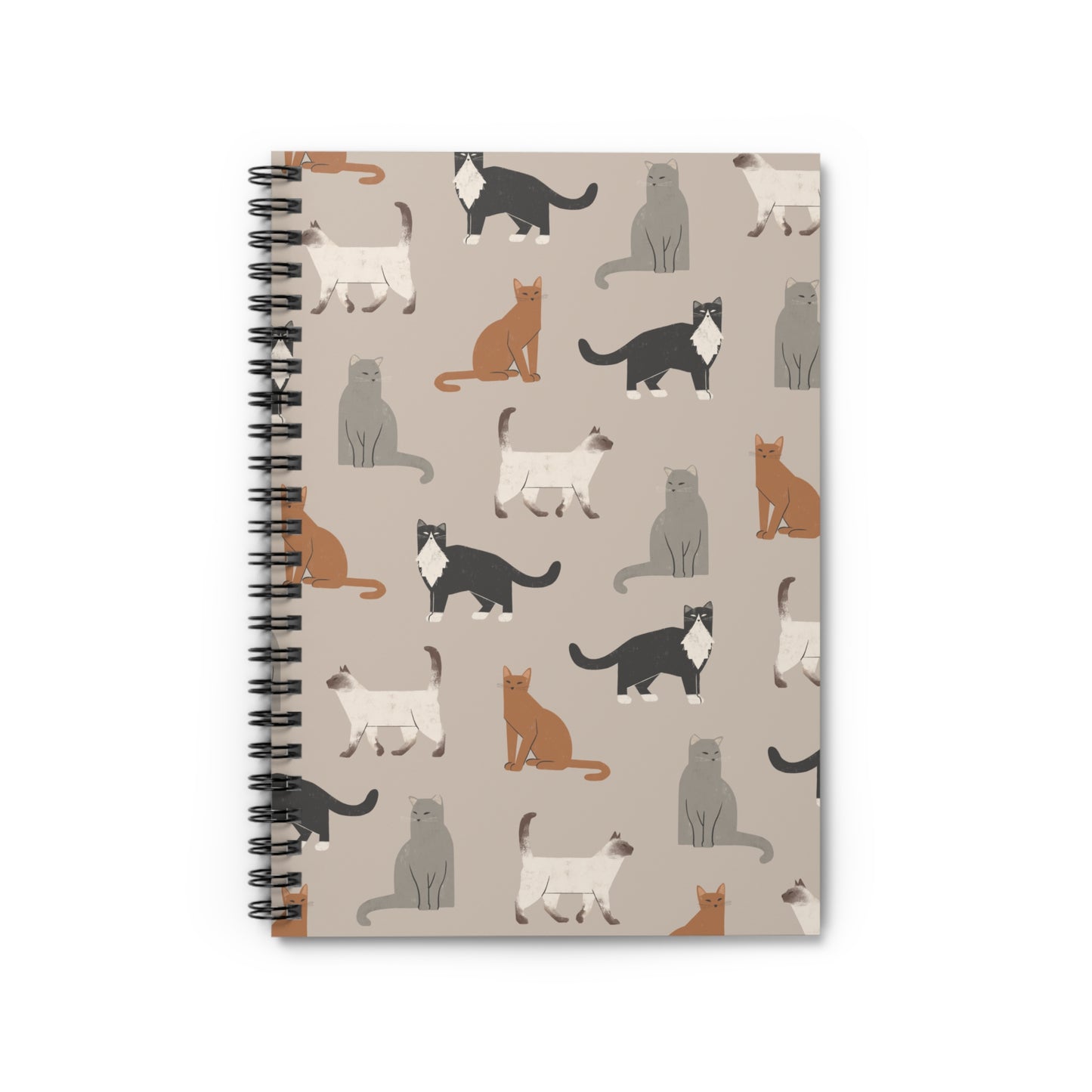 Cute Cubist Cat Pattern Spiral Notebook - Perfect for Cat Lovers
