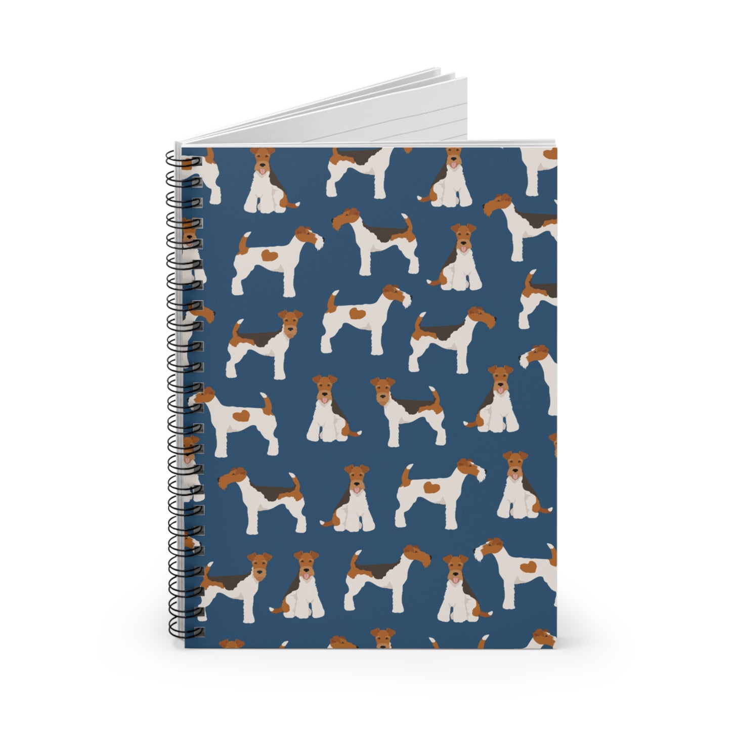 Adorable Wire Fox Terrier Pattern Spiral Notebook - Ruled Lines for Dog Lovers