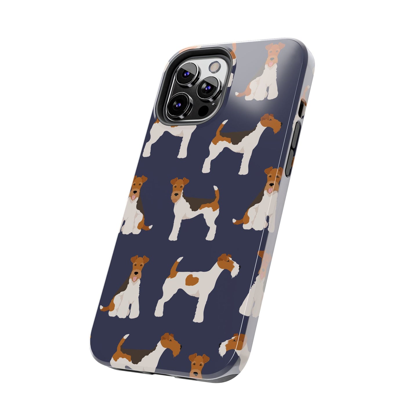 Tough Phone Cases with Adorable Fox Terrier in navy Design - Durable Pet Lover Accessory
