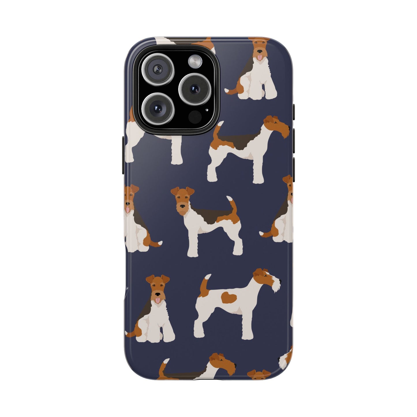 Tough Phone Cases with Adorable Fox Terrier in navy Design - Durable Pet Lover Accessory