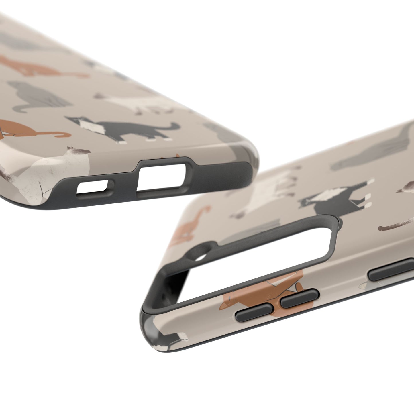 Cubist Cat Pattern Tough Phone Cases for Pet Lovers - Durable Protection and Cute Design