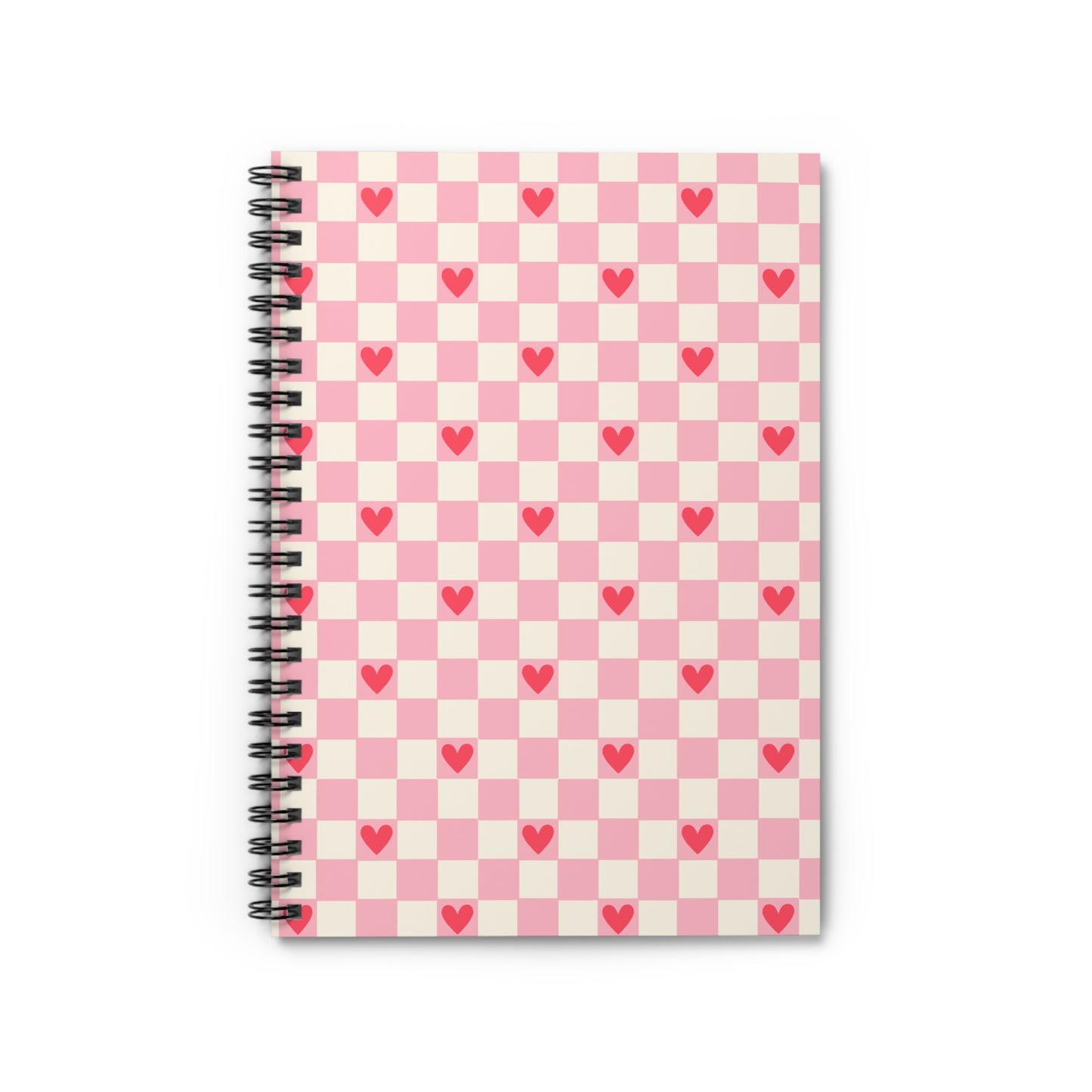 Love Heart Check Spiral Notebook - Ruled Lines for Sweet Notes