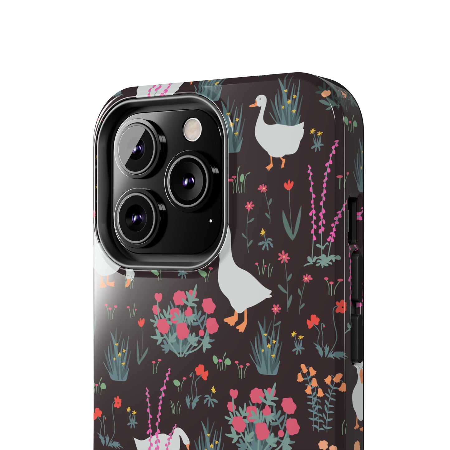Whimsical Floral Goose Tough Phone Case - Stylish Protection for Nature Lovers