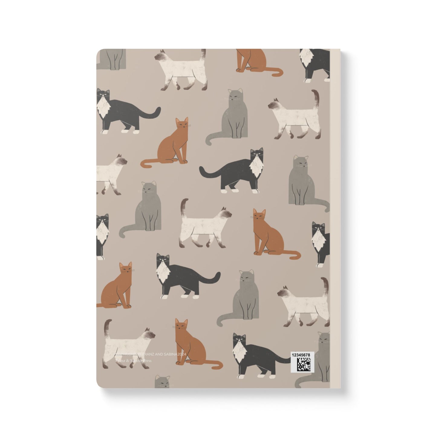 Whimsical Cat Pattern Softcover Journal – Perfect for Cat Lovers & Note-Taking