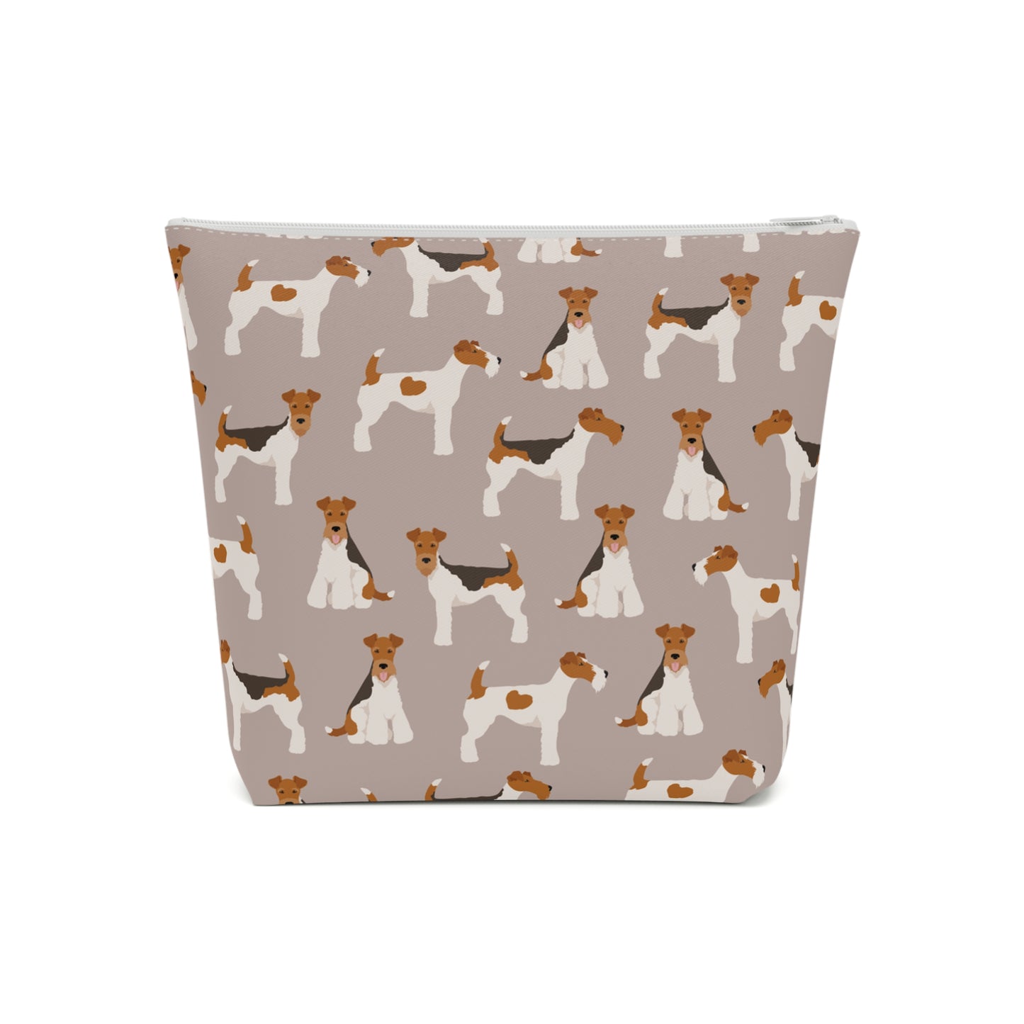 Adorable Wire Fox Terrier Patterned Cotton Cosmetic Bag - Perfect Gift for Pet Lovers