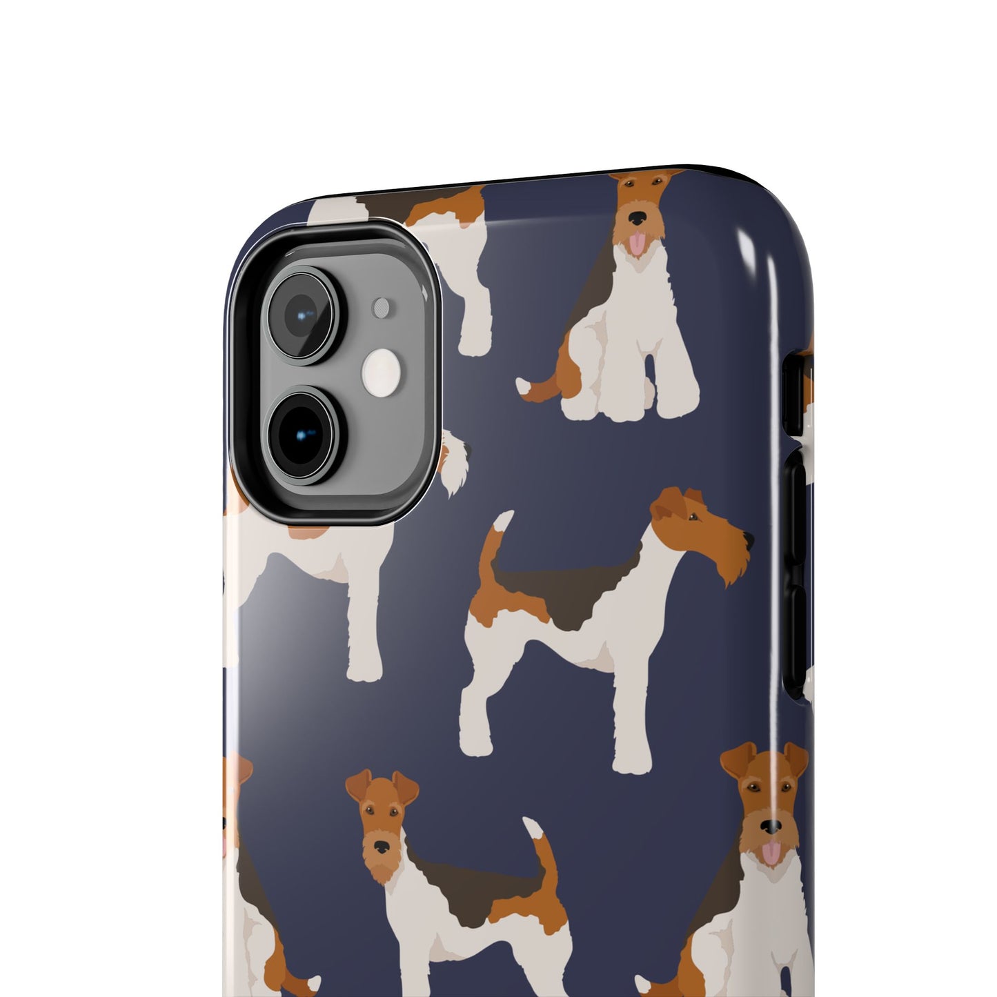 Tough Phone Cases with Adorable Fox Terrier in navy Design - Durable Pet Lover Accessory