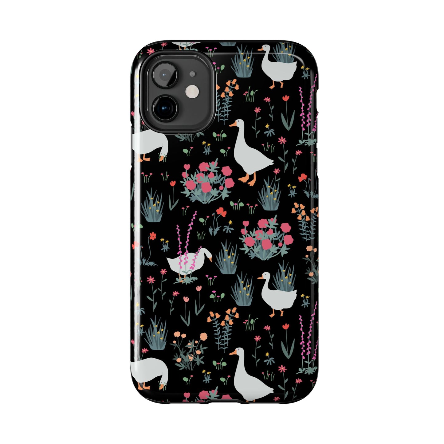 Whimsical Floral Duck Tough Phone Case - Stylish Protection for Your Device