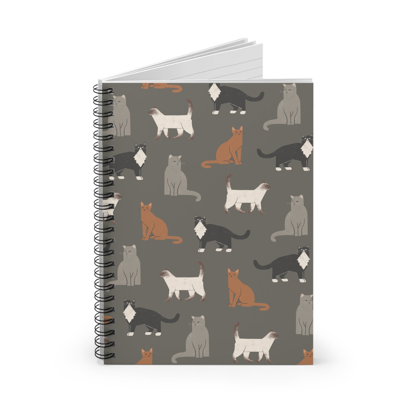 Cute Cubist Cat Pattern Spiral Notebook - Perfect for Cat Lovers