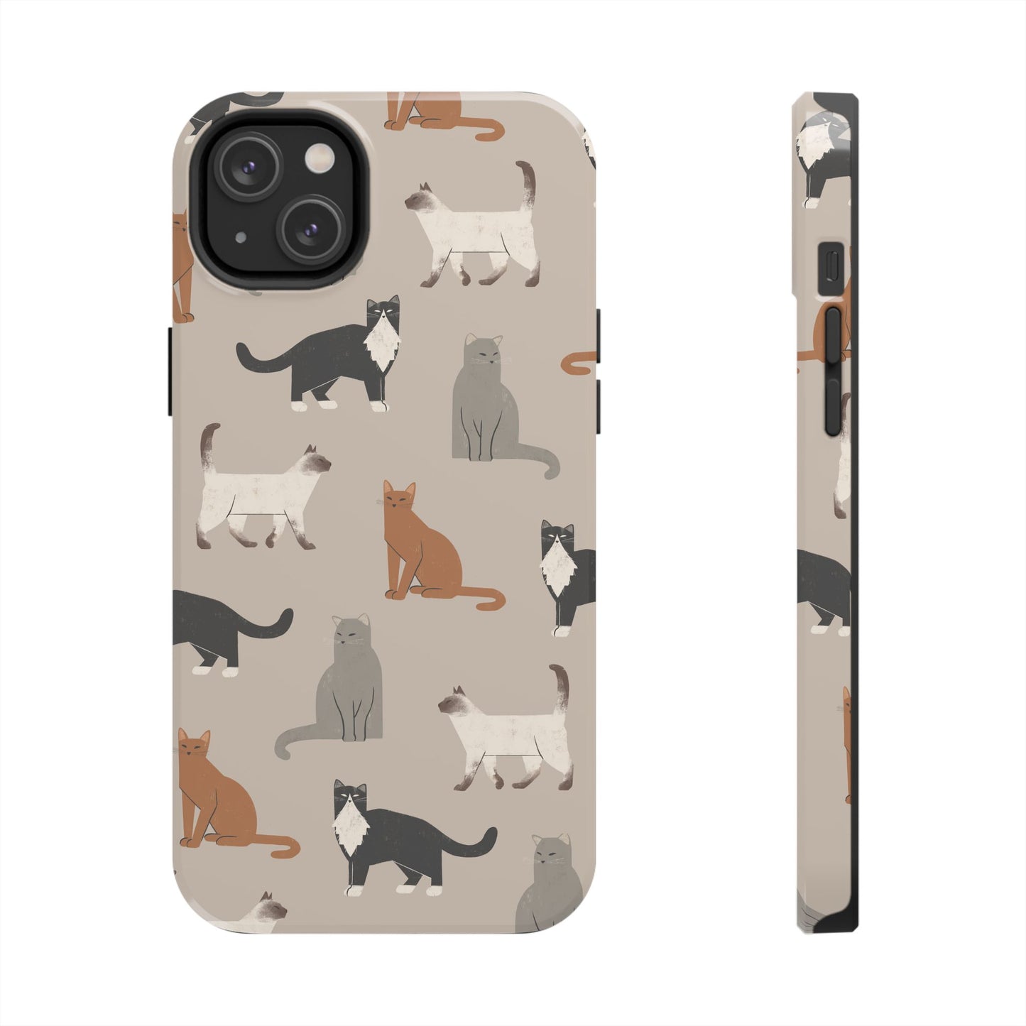 Cubist Cat Pattern Tough Phone Cases for Pet Lovers - Durable Protection and Cute Design