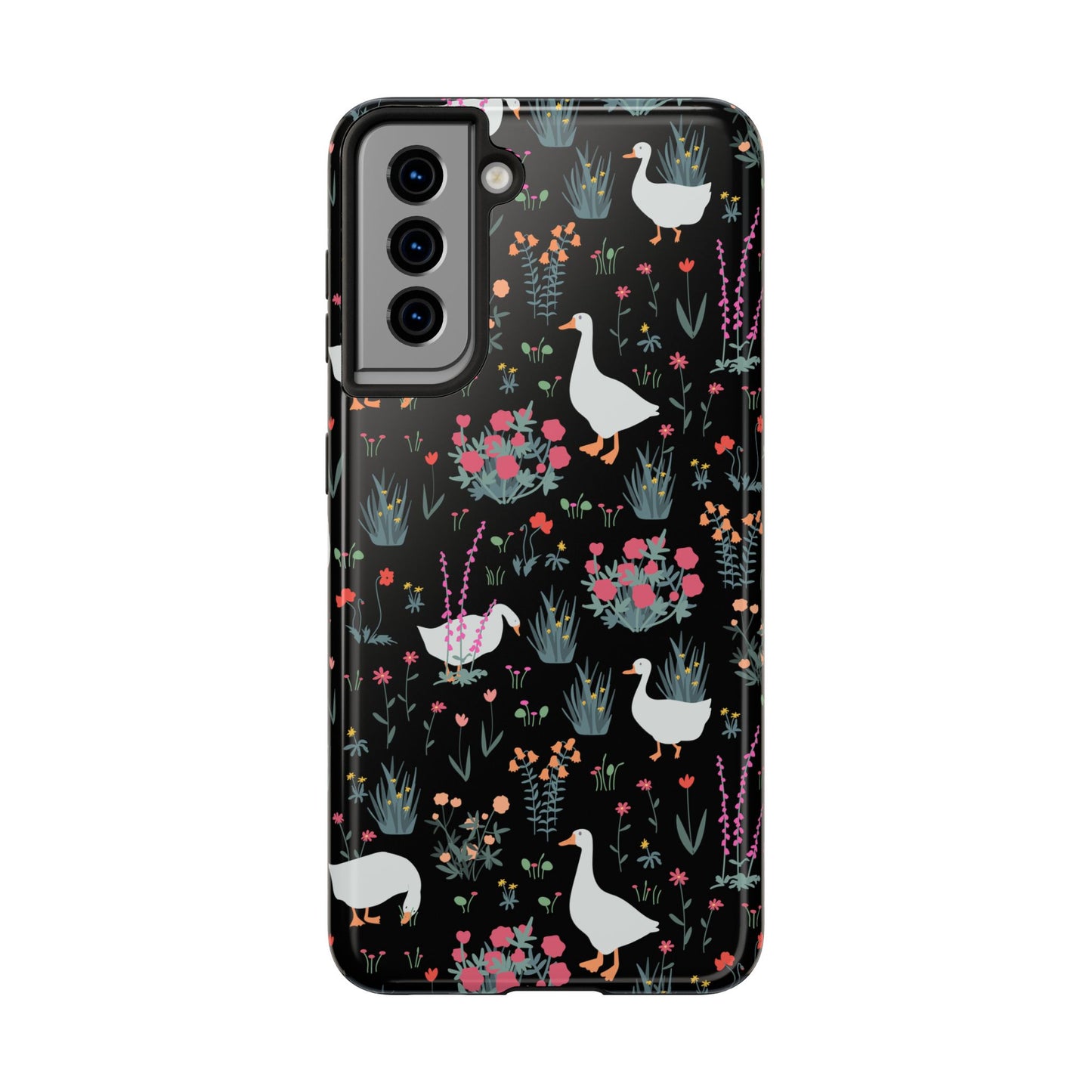 Whimsical Floral Duck Tough Phone Case - Stylish Protection for Your Device
