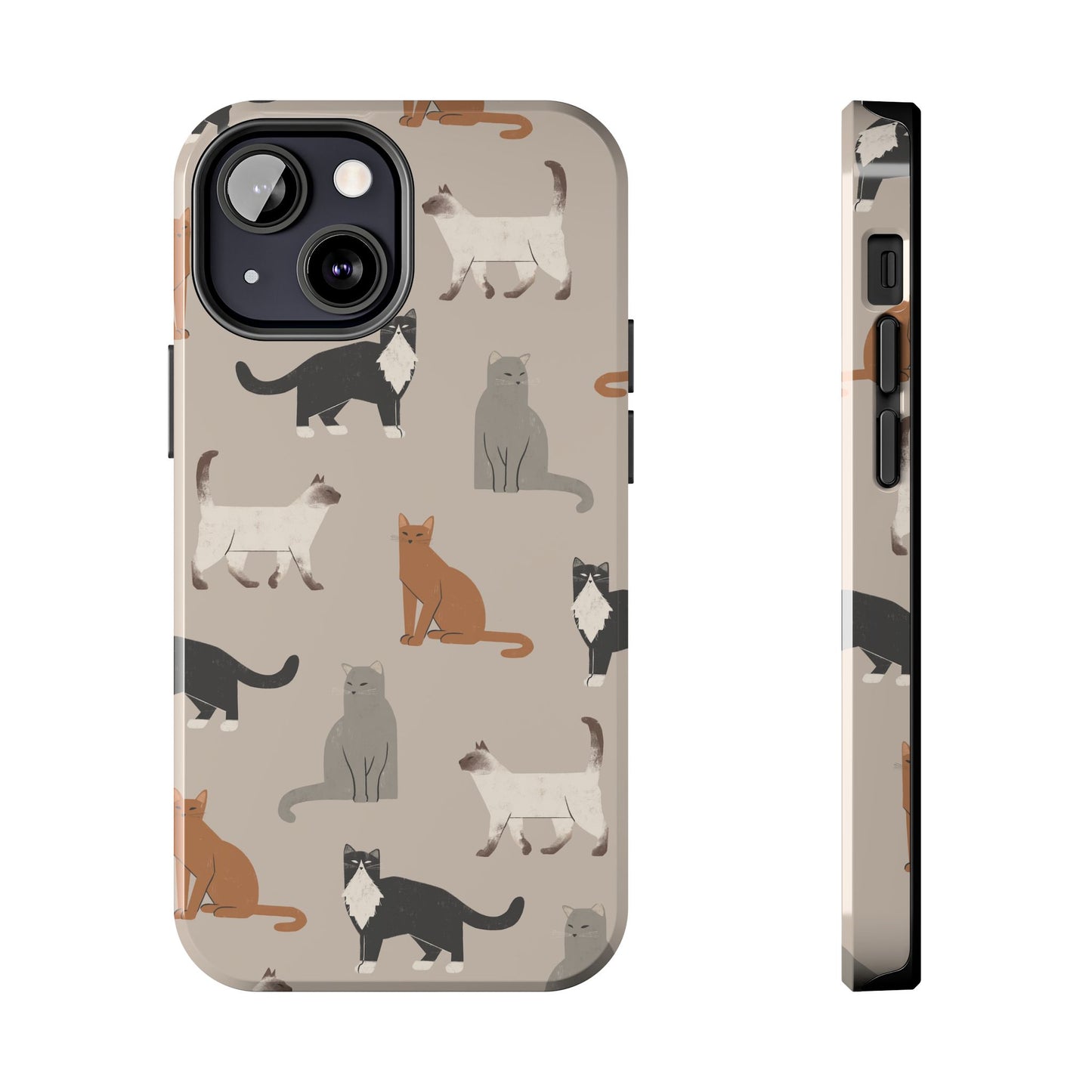 Cubist Cat Pattern Tough Phone Cases for Pet Lovers - Durable Protection and Cute Design