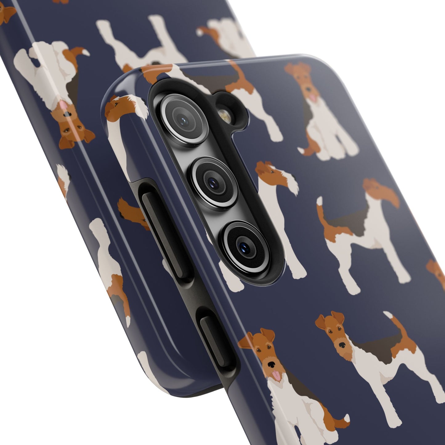 Tough Phone Cases with Adorable Fox Terrier in navy Design - Durable Pet Lover Accessory