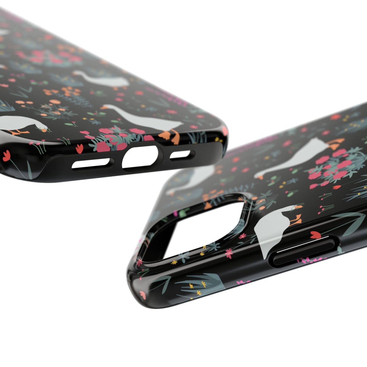 Whimsical Floral Duck Tough Phone Case - Stylish Protection for Your Device