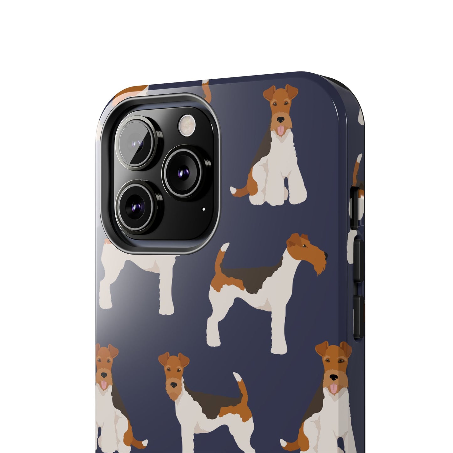 Tough Phone Cases with Adorable Fox Terrier in navy Design - Durable Pet Lover Accessory