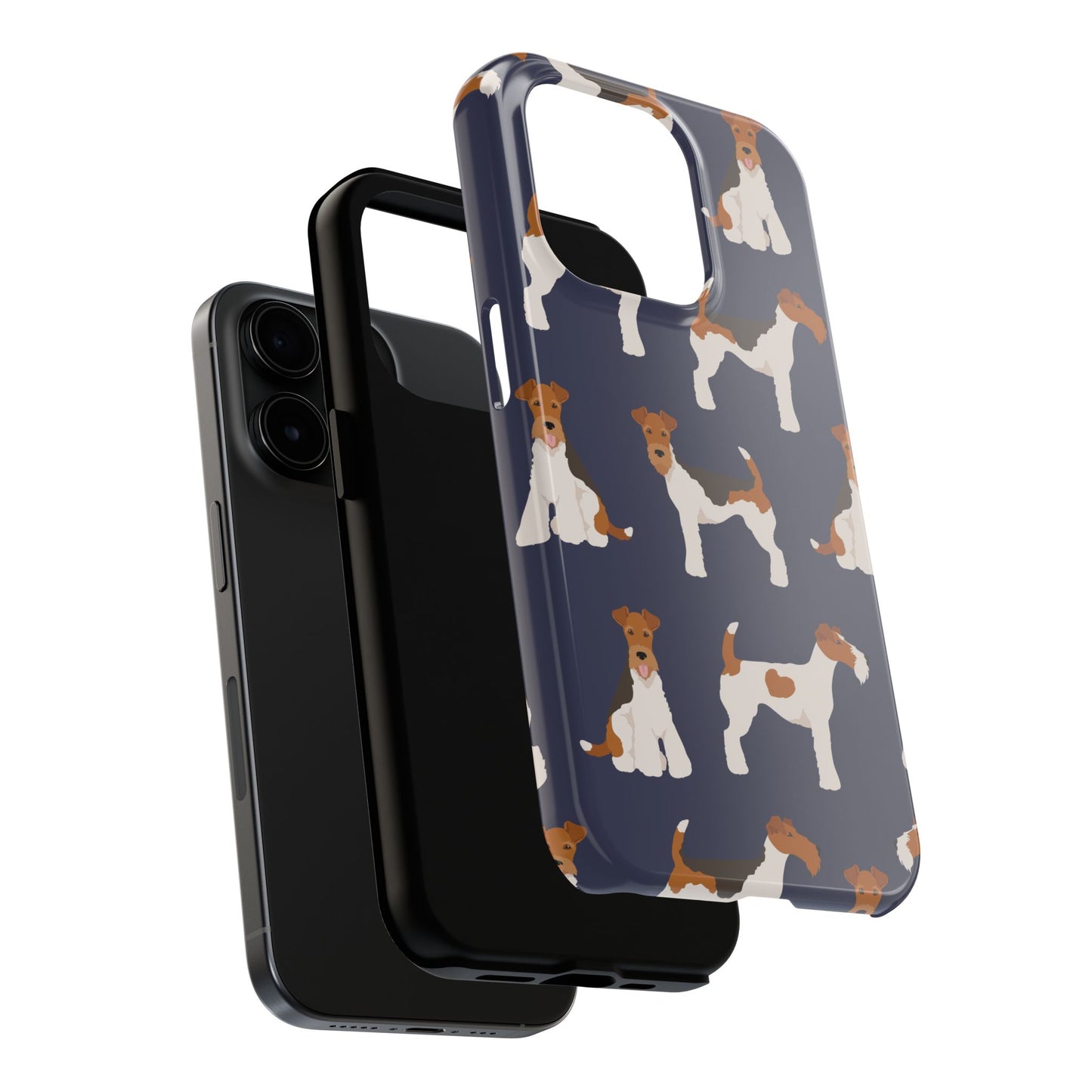 Tough Phone Cases with Adorable Fox Terrier in navy Design - Durable Pet Lover Accessory