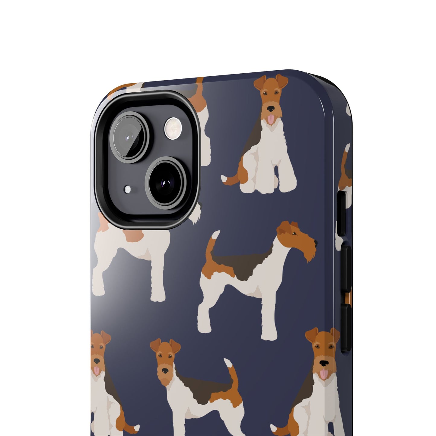 Tough Phone Cases with Adorable Fox Terrier in navy Design - Durable Pet Lover Accessory