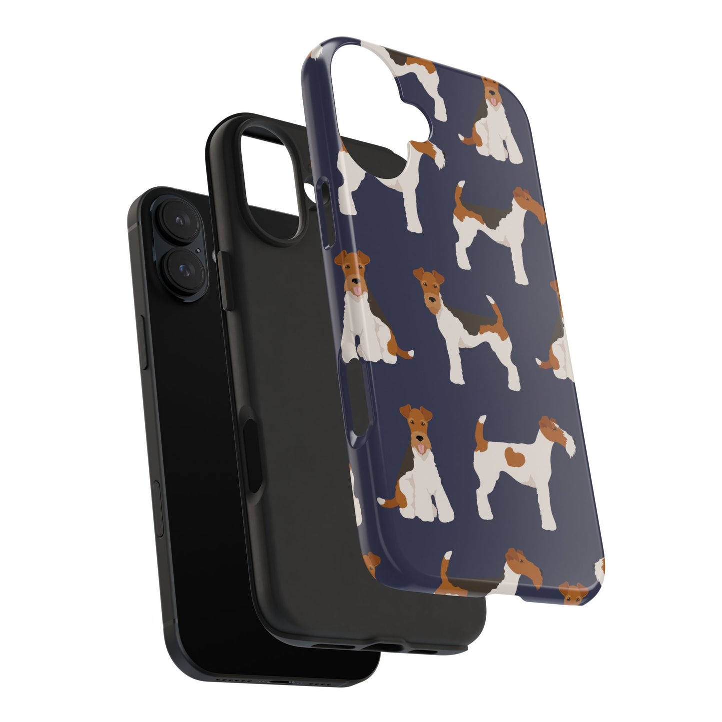 Tough Phone Cases with Adorable Fox Terrier in navy Design - Durable Pet Lover Accessory