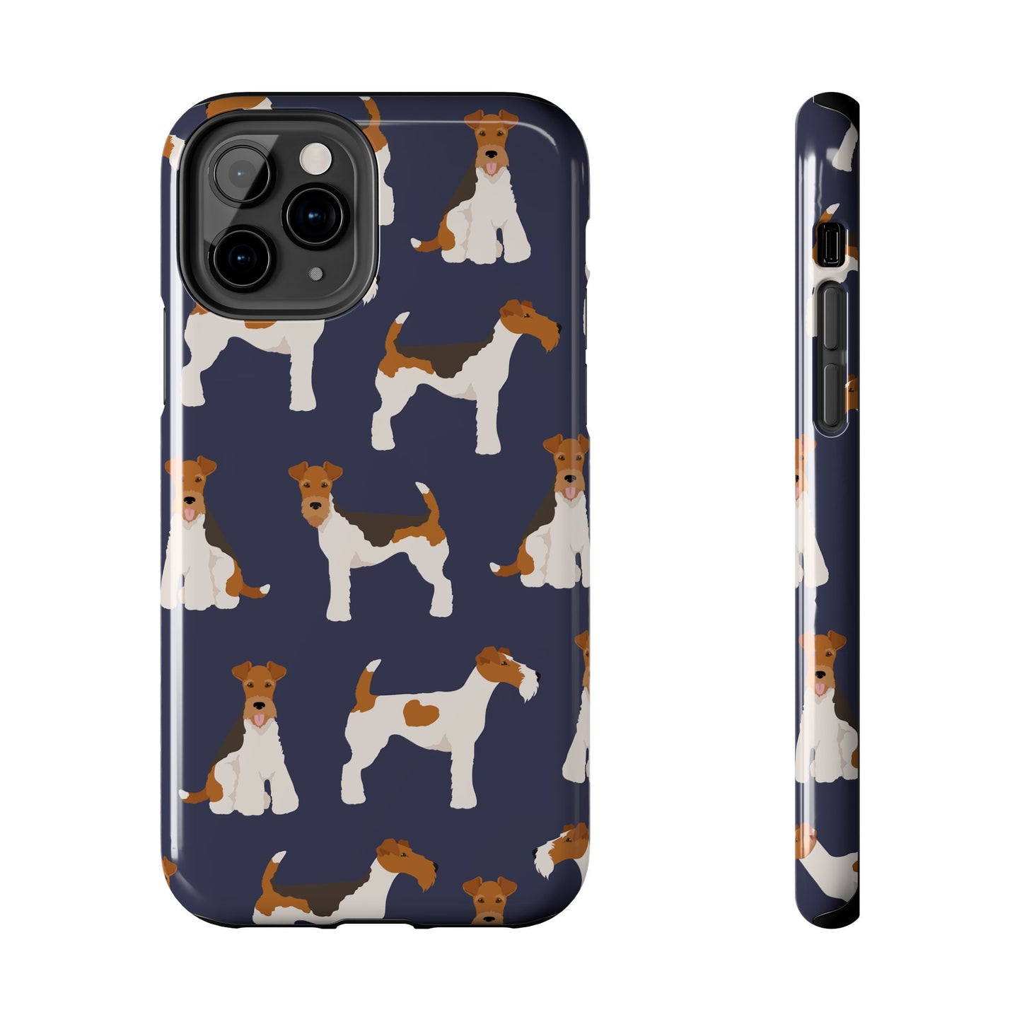 Tough Phone Cases with Adorable Fox Terrier in navy Design - Durable Pet Lover Accessory