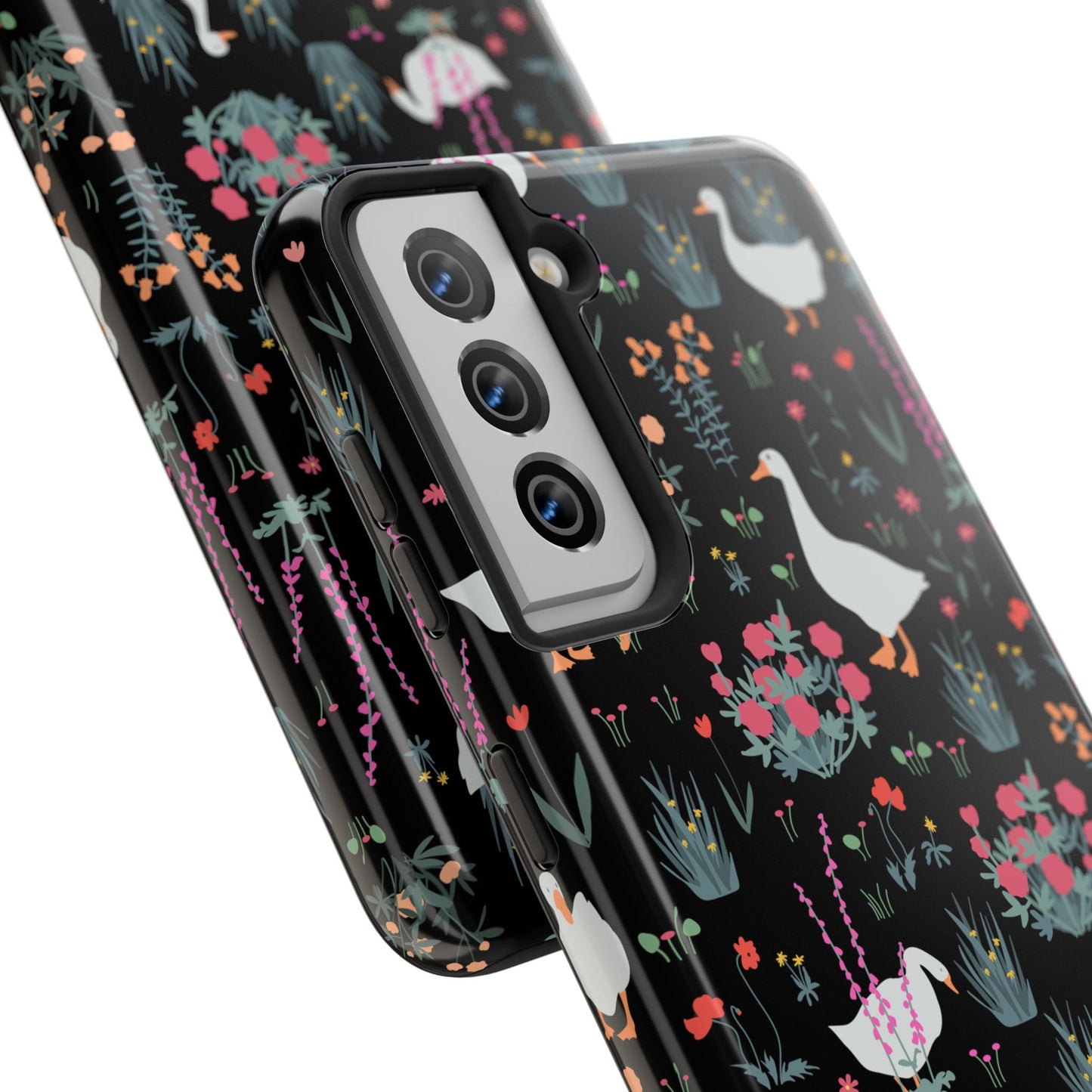 Whimsical Floral Duck Tough Phone Case - Stylish Protection for Your Device