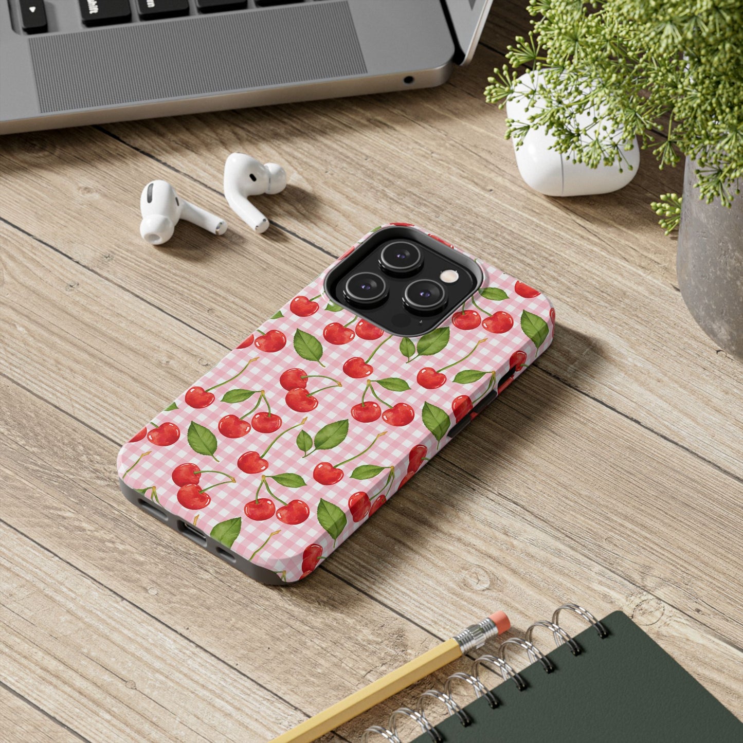 Cherry-Pattern Tough Phone Case - Cute & Durable Protective Case