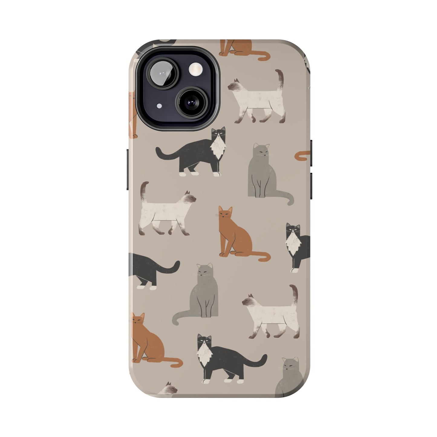 Cubist Cat Pattern Tough Phone Cases for Pet Lovers - Durable Protection and Cute Design