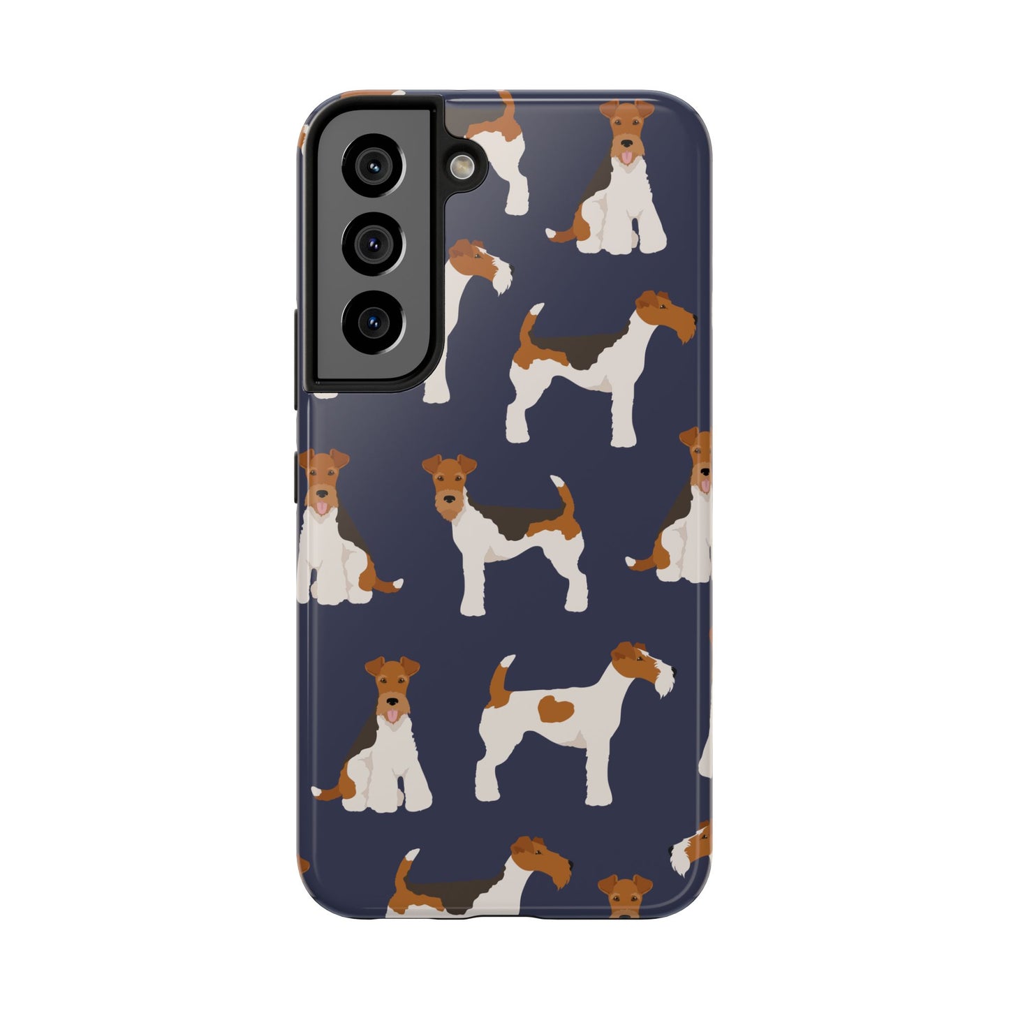 Tough Phone Cases with Adorable Fox Terrier in navy Design - Durable Pet Lover Accessory
