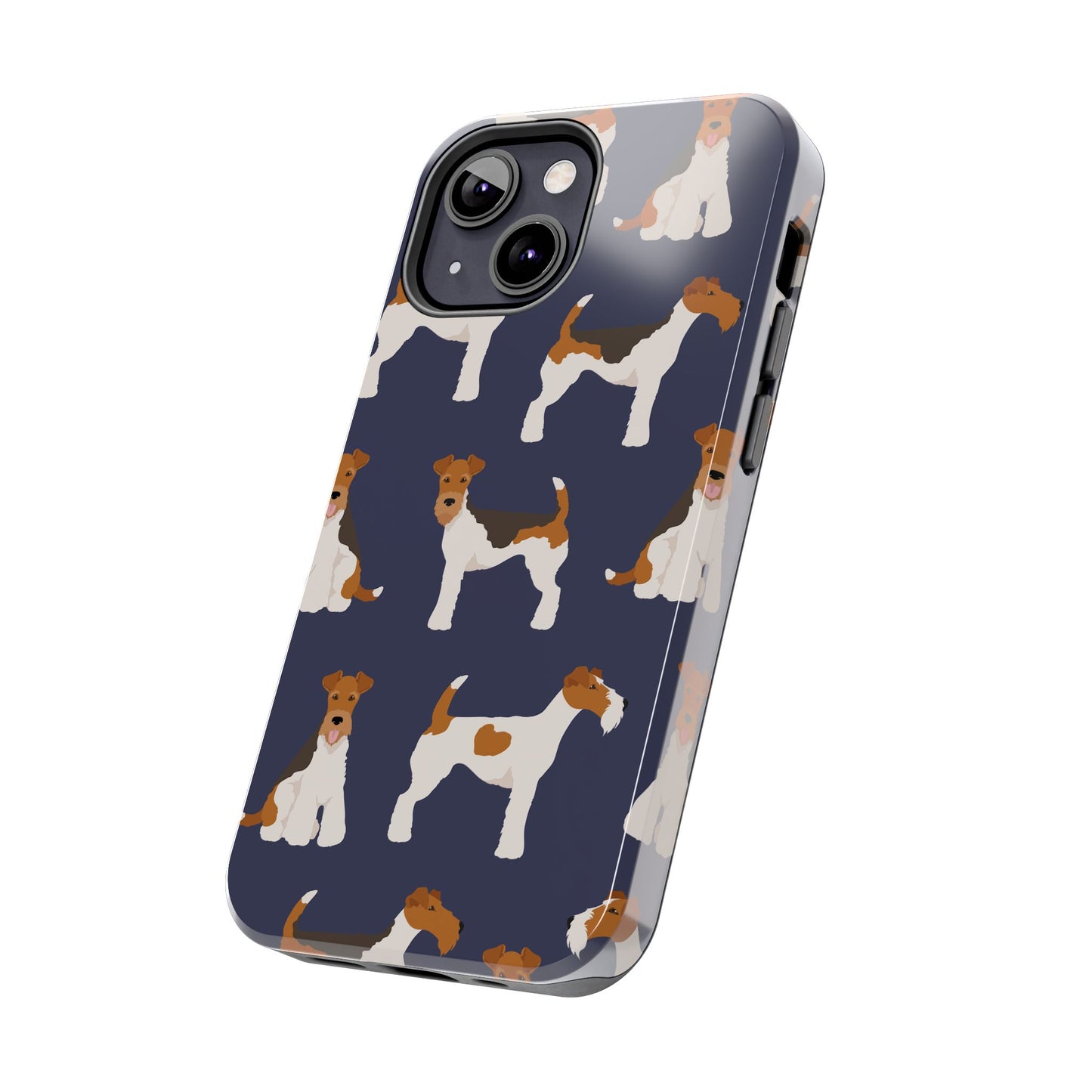 Tough Phone Cases with Adorable Fox Terrier in navy Design - Durable Pet Lover Accessory