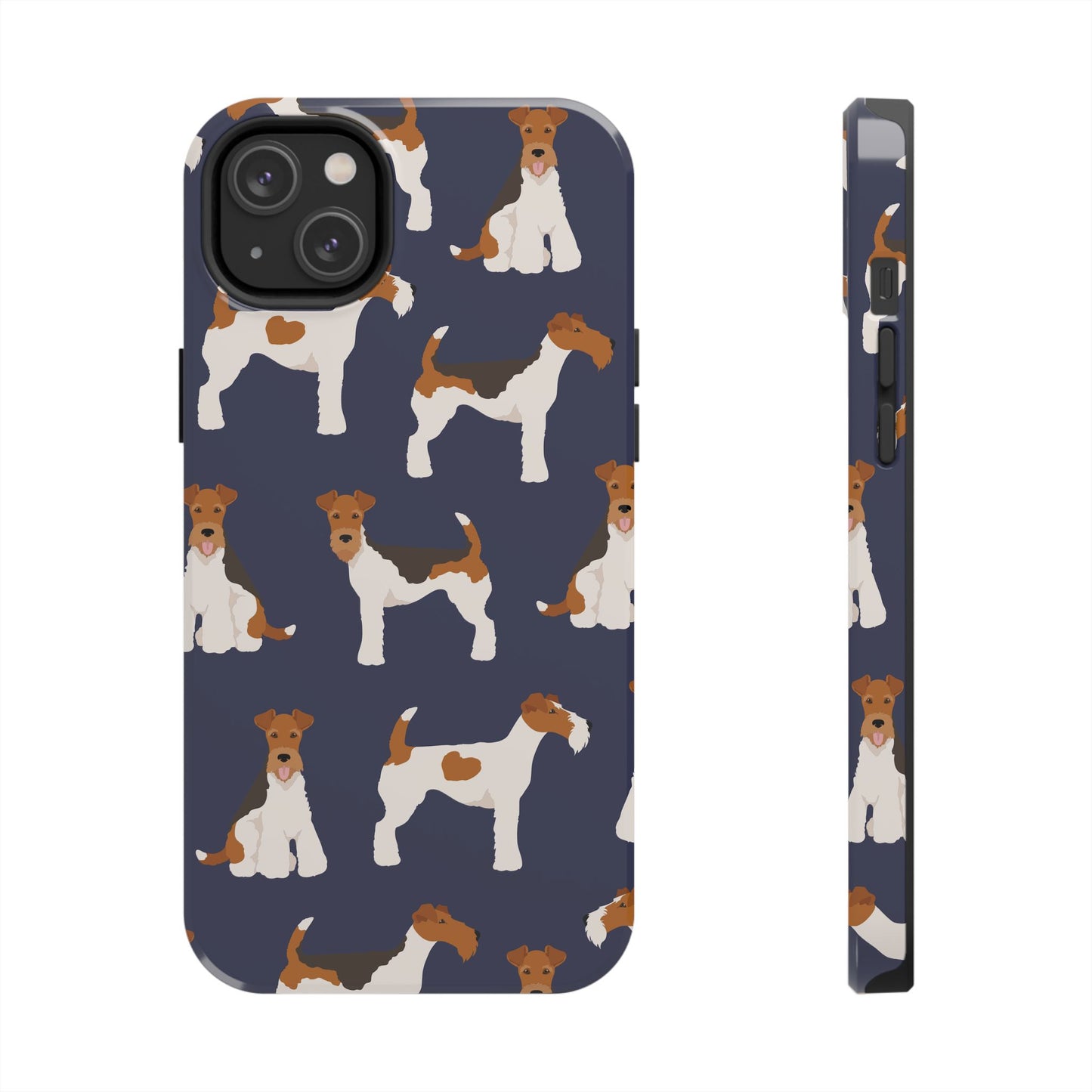 Tough Phone Cases with Adorable Fox Terrier in navy Design - Durable Pet Lover Accessory