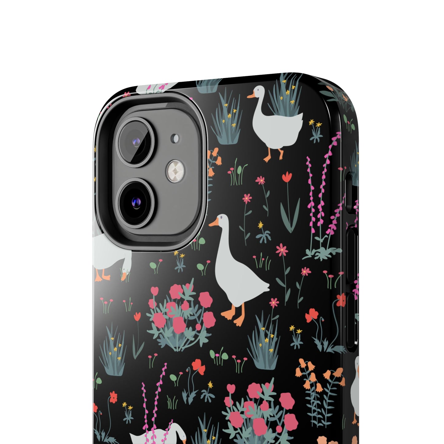 Whimsical Floral Duck Tough Phone Case - Stylish Protection for Your Device