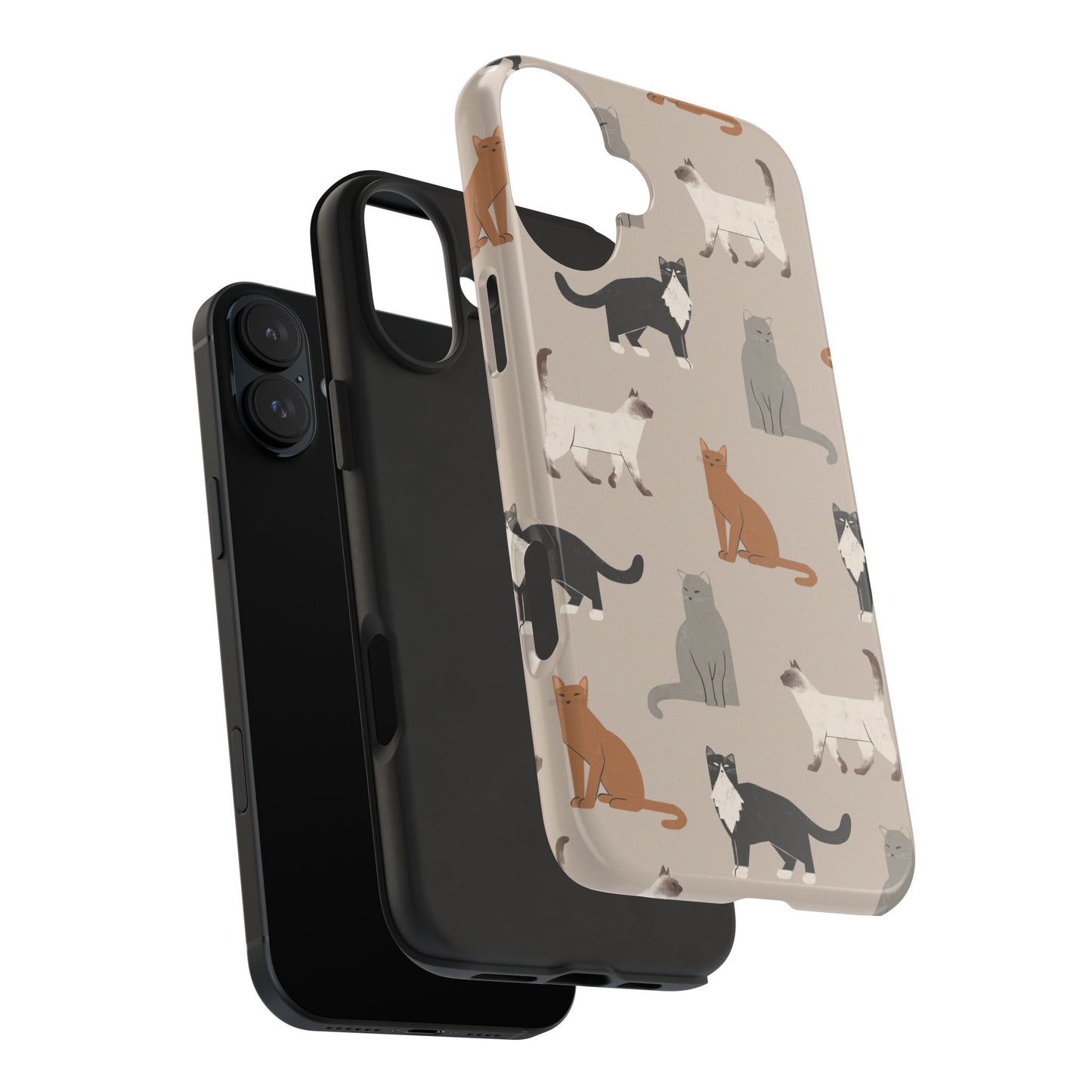 Cubist Cat Pattern Tough Phone Cases for Pet Lovers - Durable Protection and Cute Design