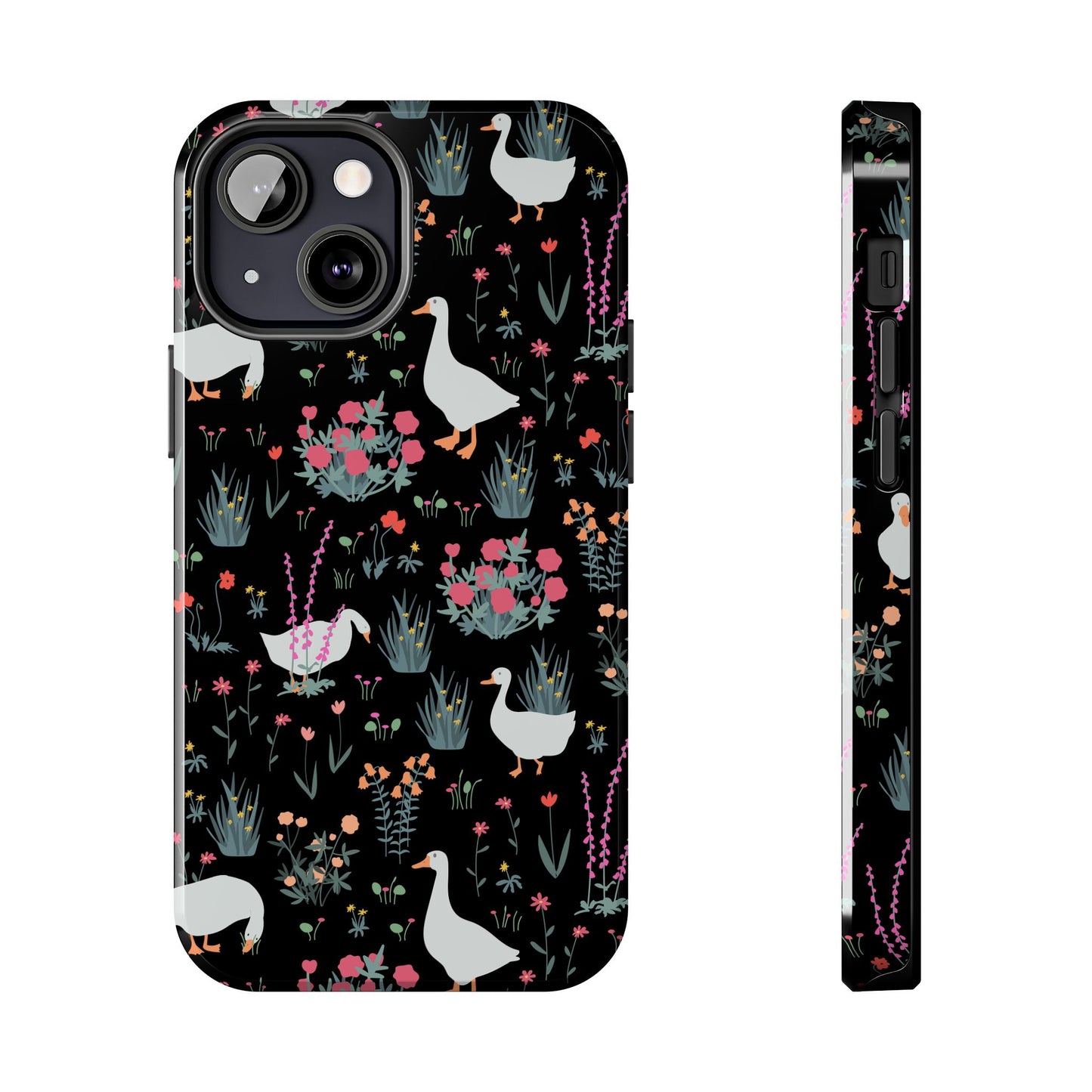 Whimsical Floral Duck Tough Phone Case - Stylish Protection for Your Device