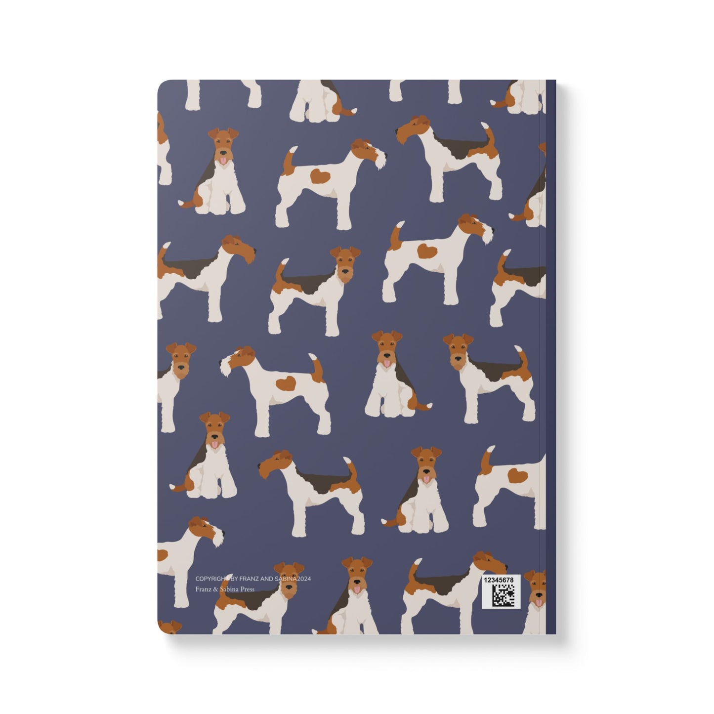 Adorable Wire Fox Terrier On Navy-Themed Softcover Journal - Perfect for Pet Lovers