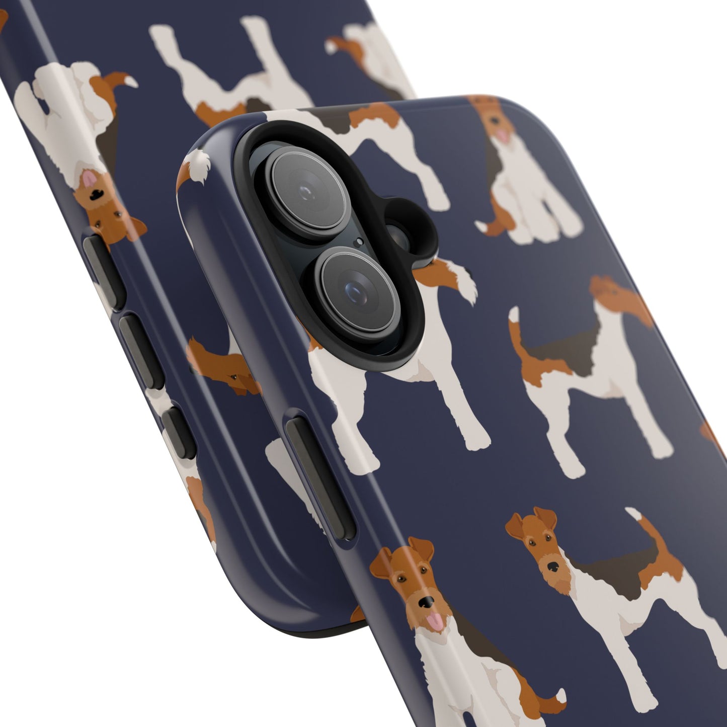 Tough Phone Cases with Adorable Fox Terrier in navy Design - Durable Pet Lover Accessory